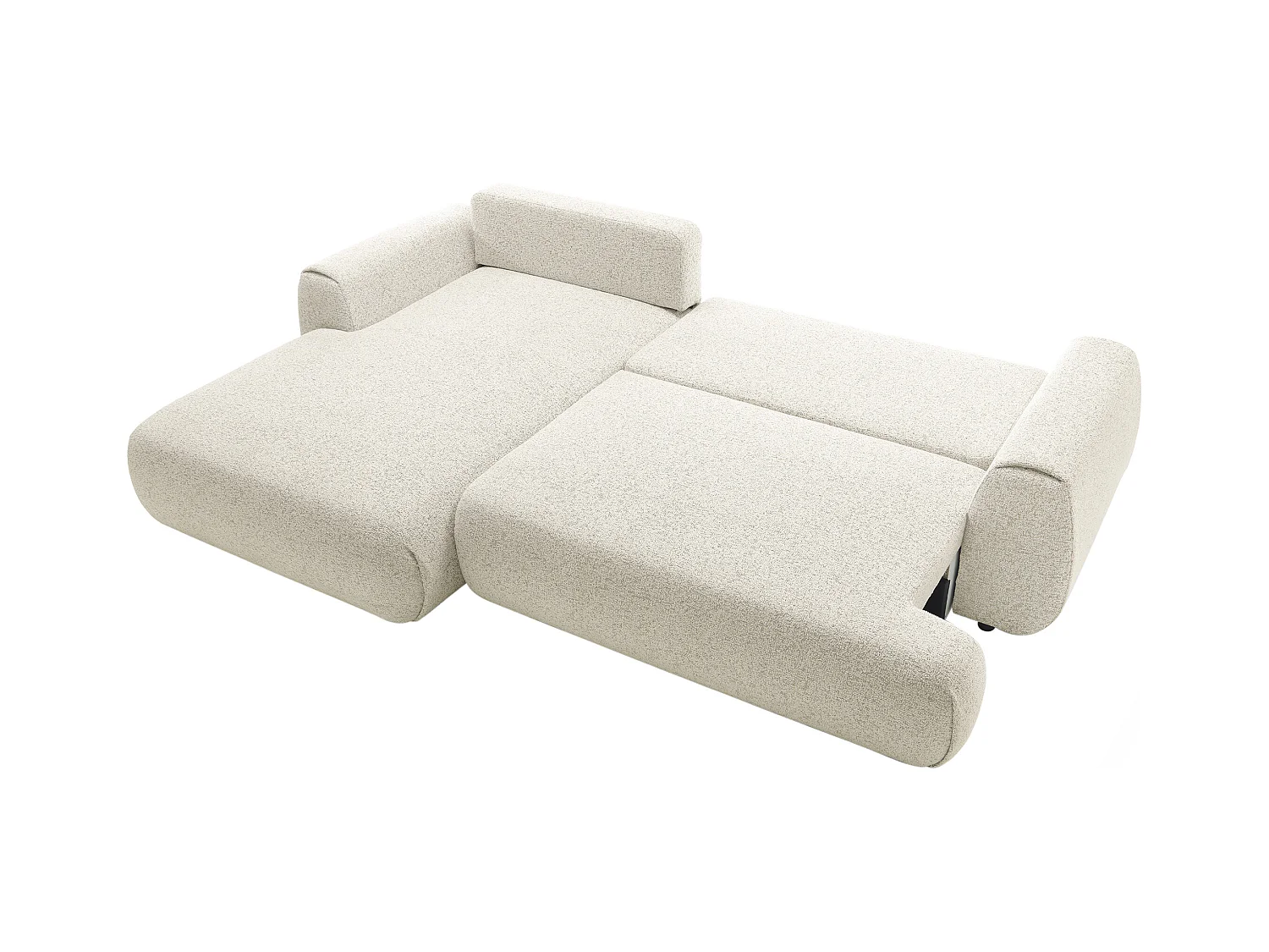Hoekslaapbank met hoek links van beige stof met textuur MONELIA