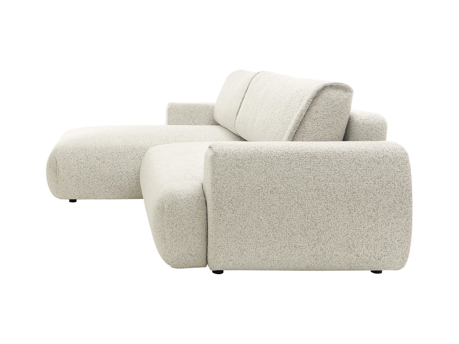 Hoekslaapbank met hoek links van beige stof met textuur MONELIA
