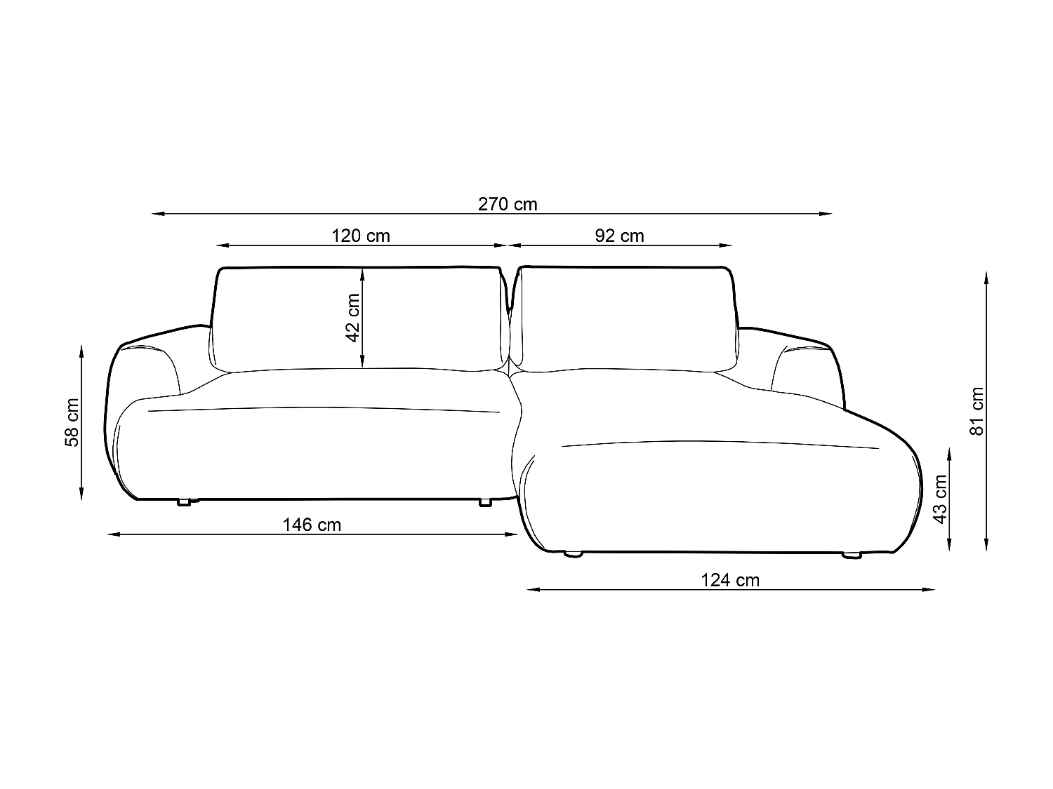 Ecksofa mit Schlaffunktion - Ecke rechts - melierter Stoff - Grau - MONELIA