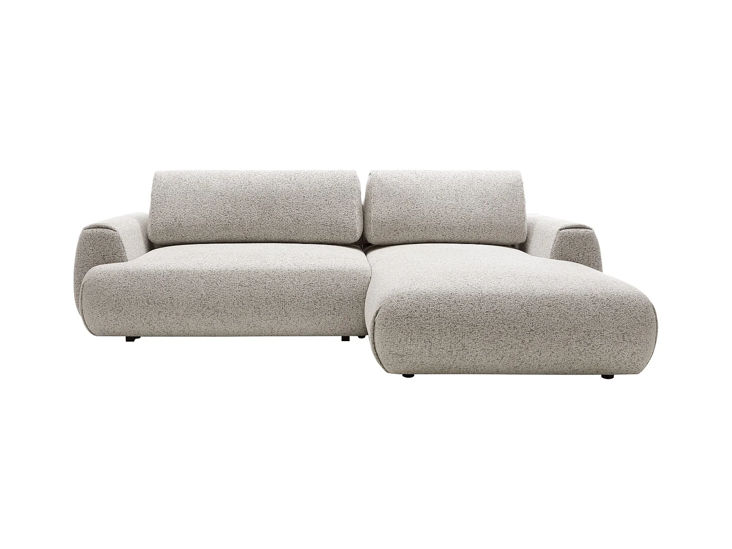 Canapé d'angle droit convertible en tissu chiné gris clair MONELIA