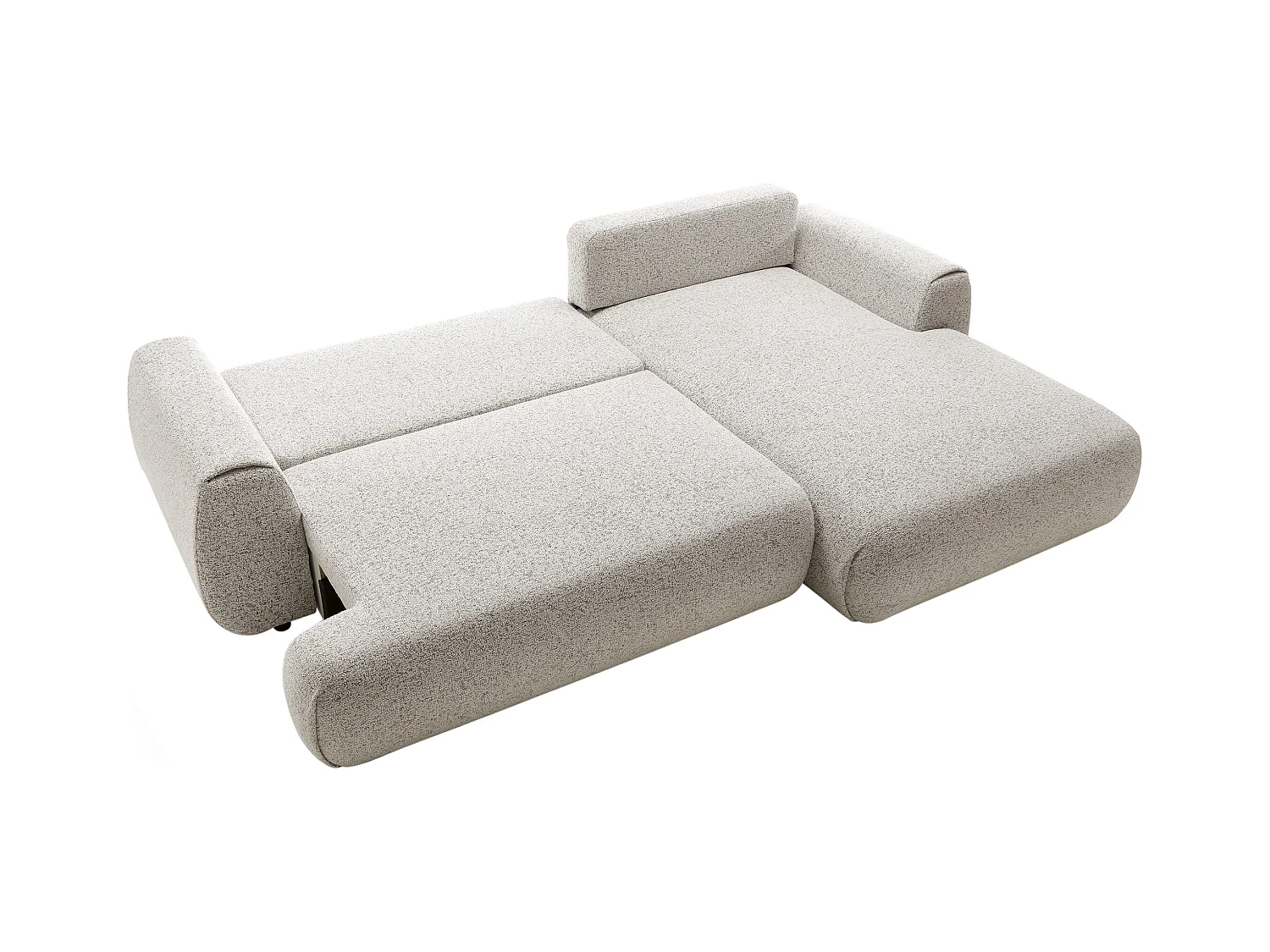 Canapé d'angle droit convertible en tissu chiné gris clair MONELIA