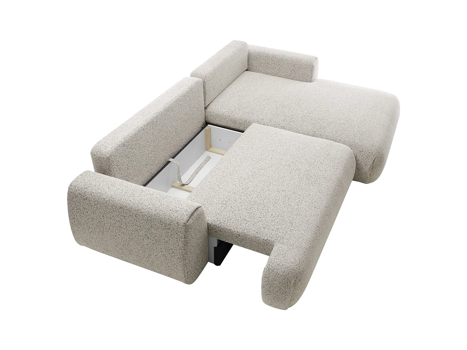 Canapé d'angle droit convertible en tissu chiné gris clair MONELIA