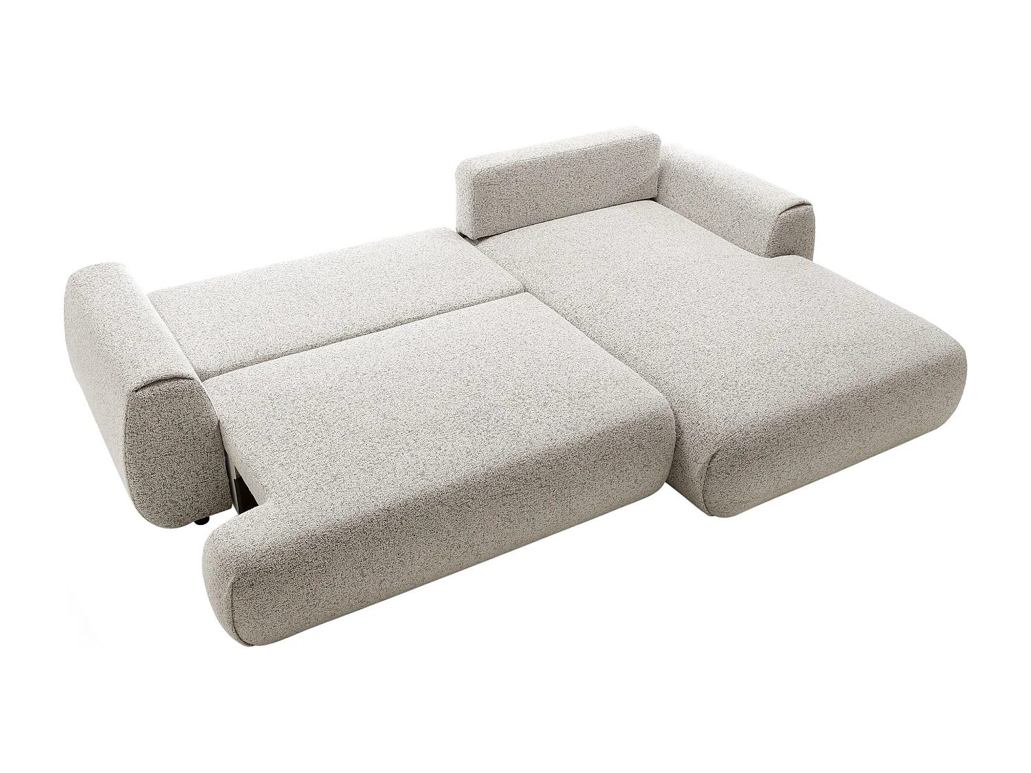 Hoekslaapbank met hoek rechts van grijze gemêleerde stof MONELIA