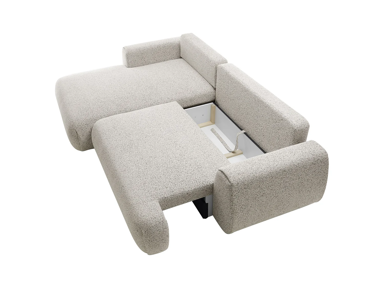 Ecksofa mit Schlaffunktion - Ecke links - melierter Stoff - Grau - MONELIA