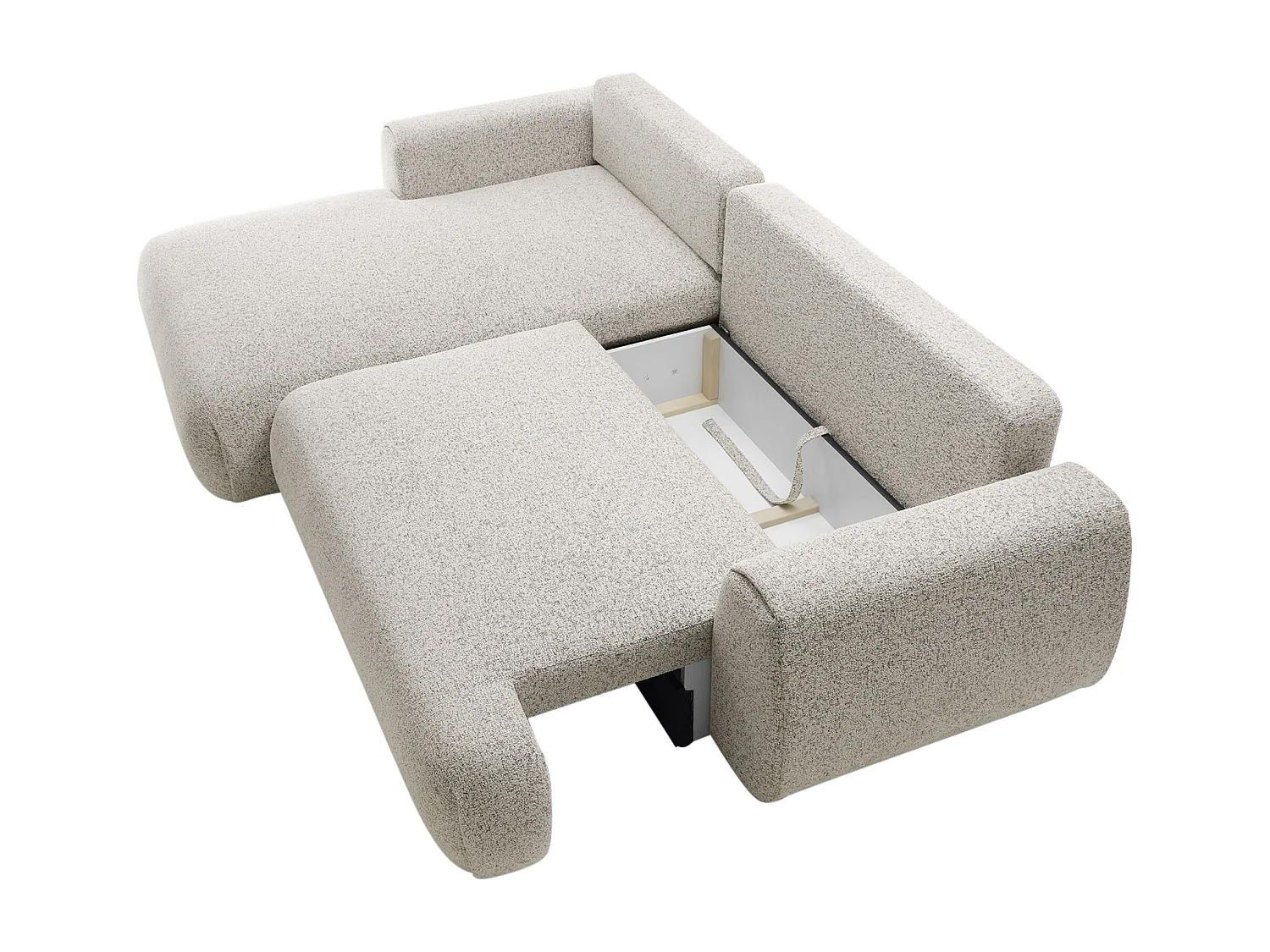 Hoekslaapbank met hoek links van grijze gemêleerde stof MONELIA