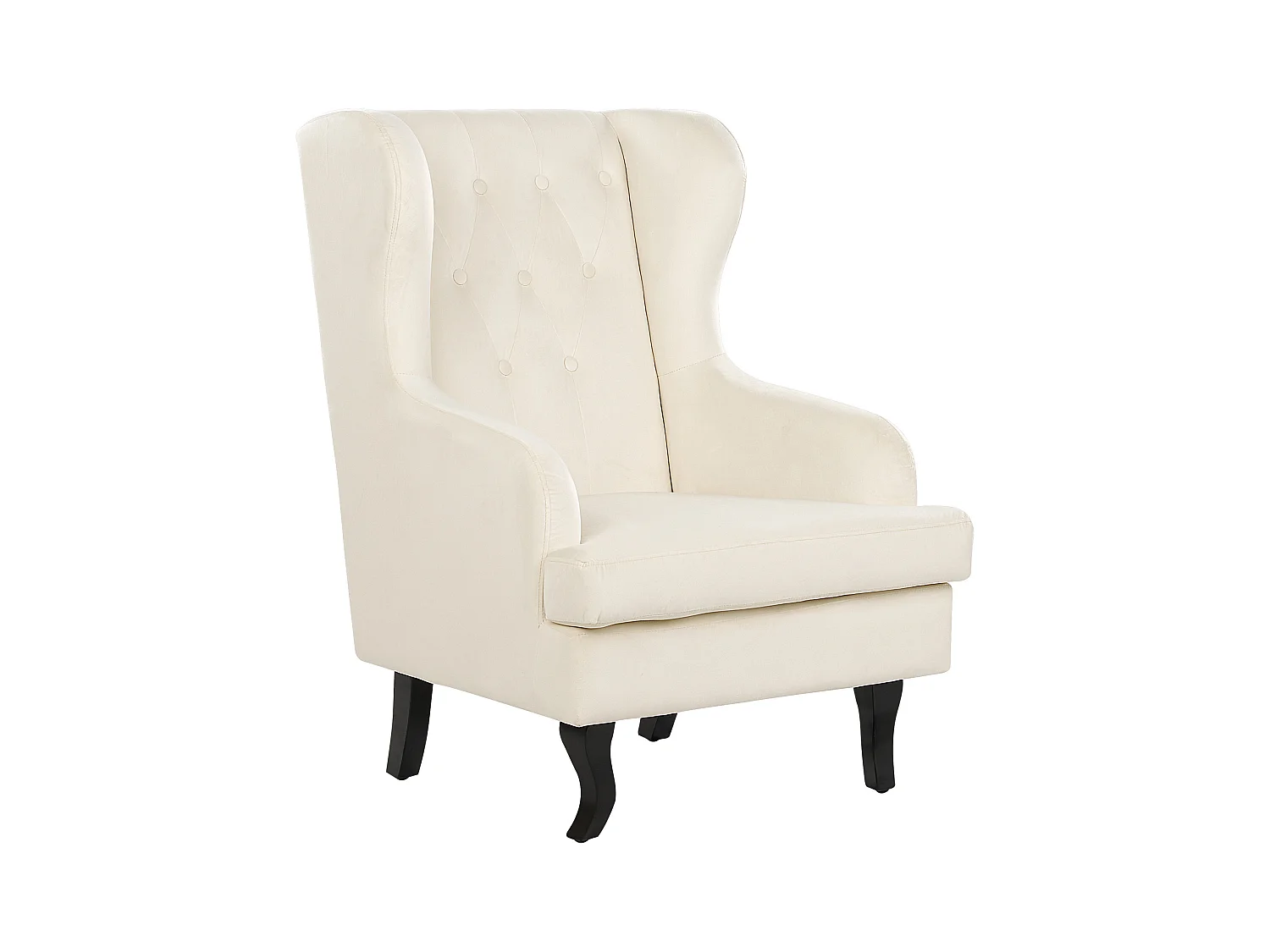 Fauteuil à oreilles ALTA Velours Blanc cassé
