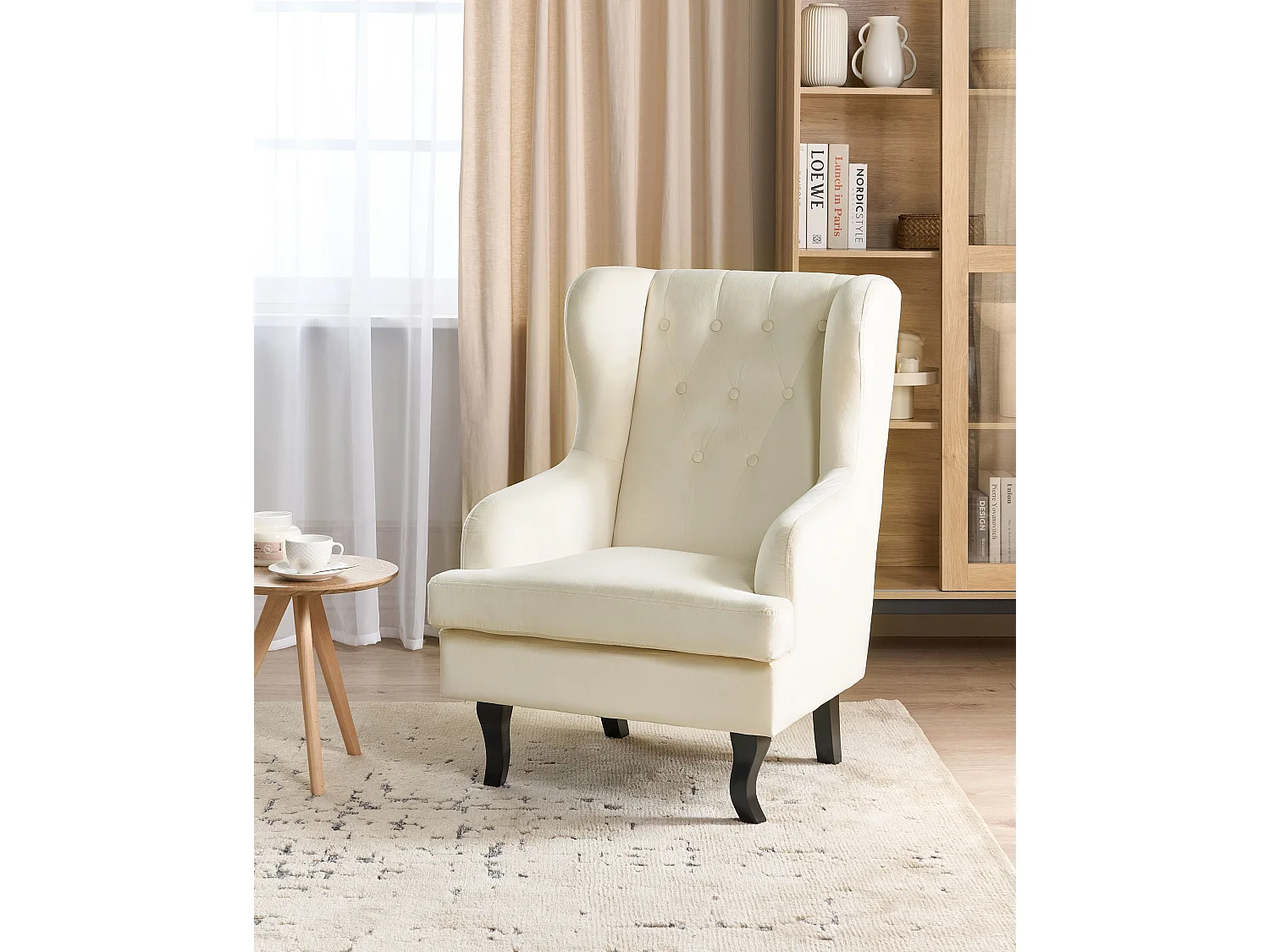 Oorfauteuil ALTA Fluweel Gebroken wit