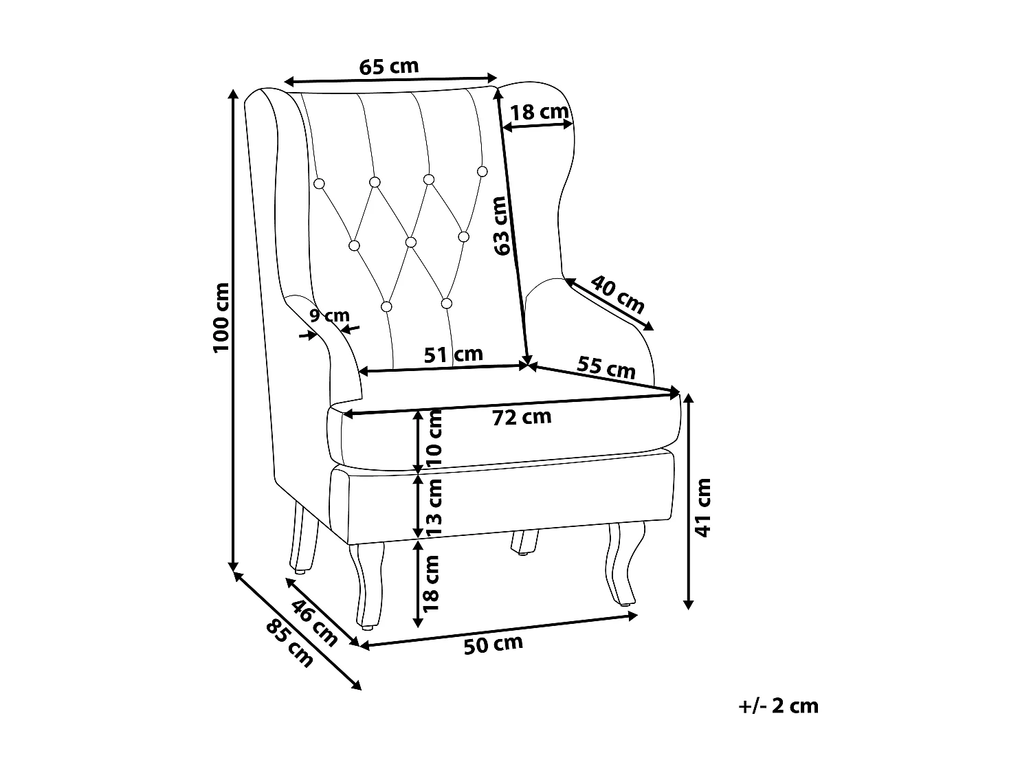 Oorfauteuil ALTA Fluweel Gebroken wit