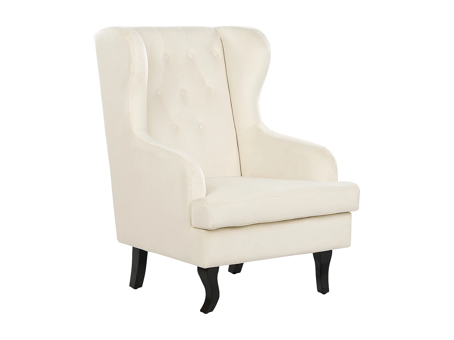 Fauteuil à oreilles ALTA Velours Blanc cassé