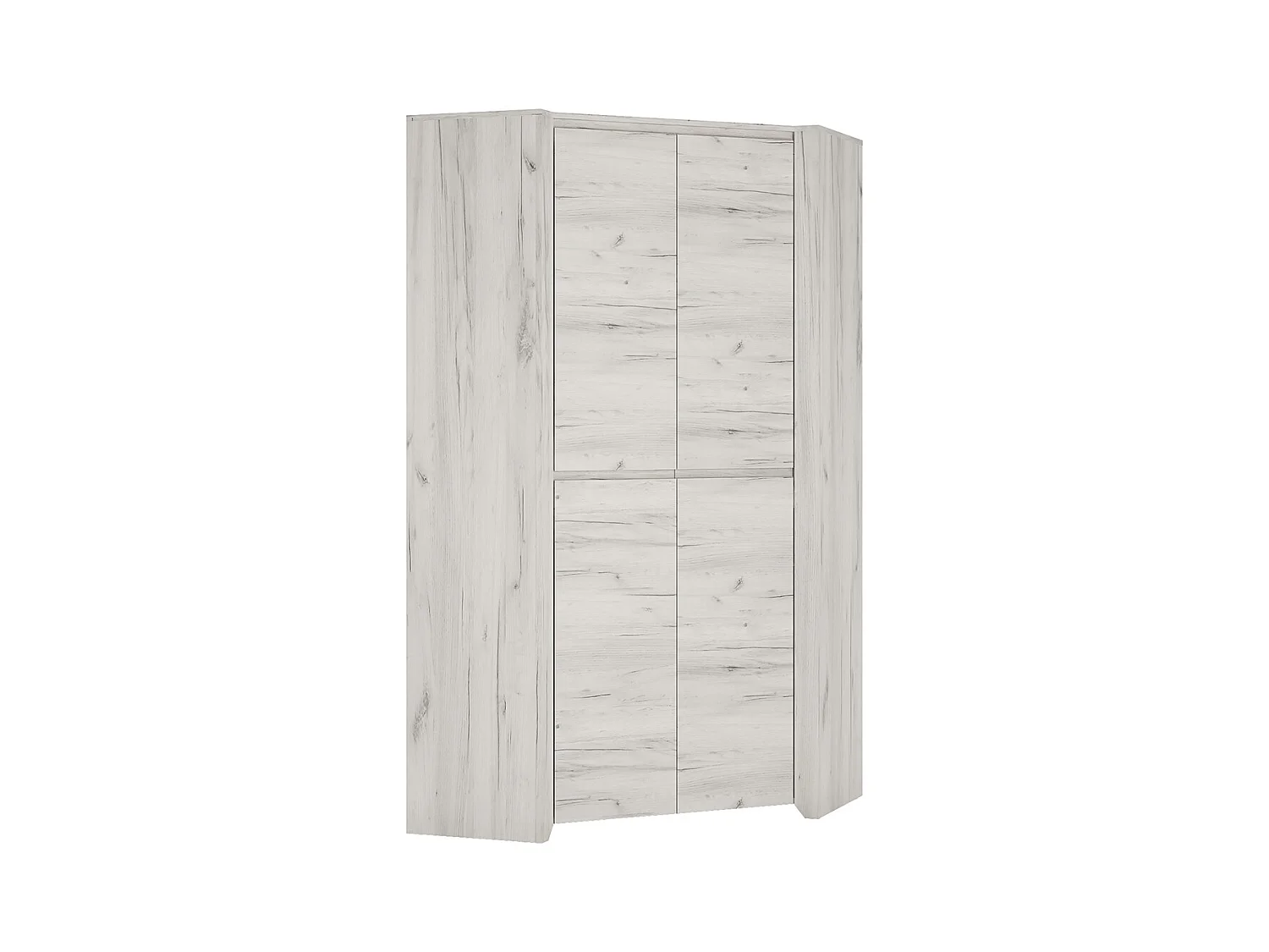 Armoire d'angle 2 portes Nessa Blanc effet bois