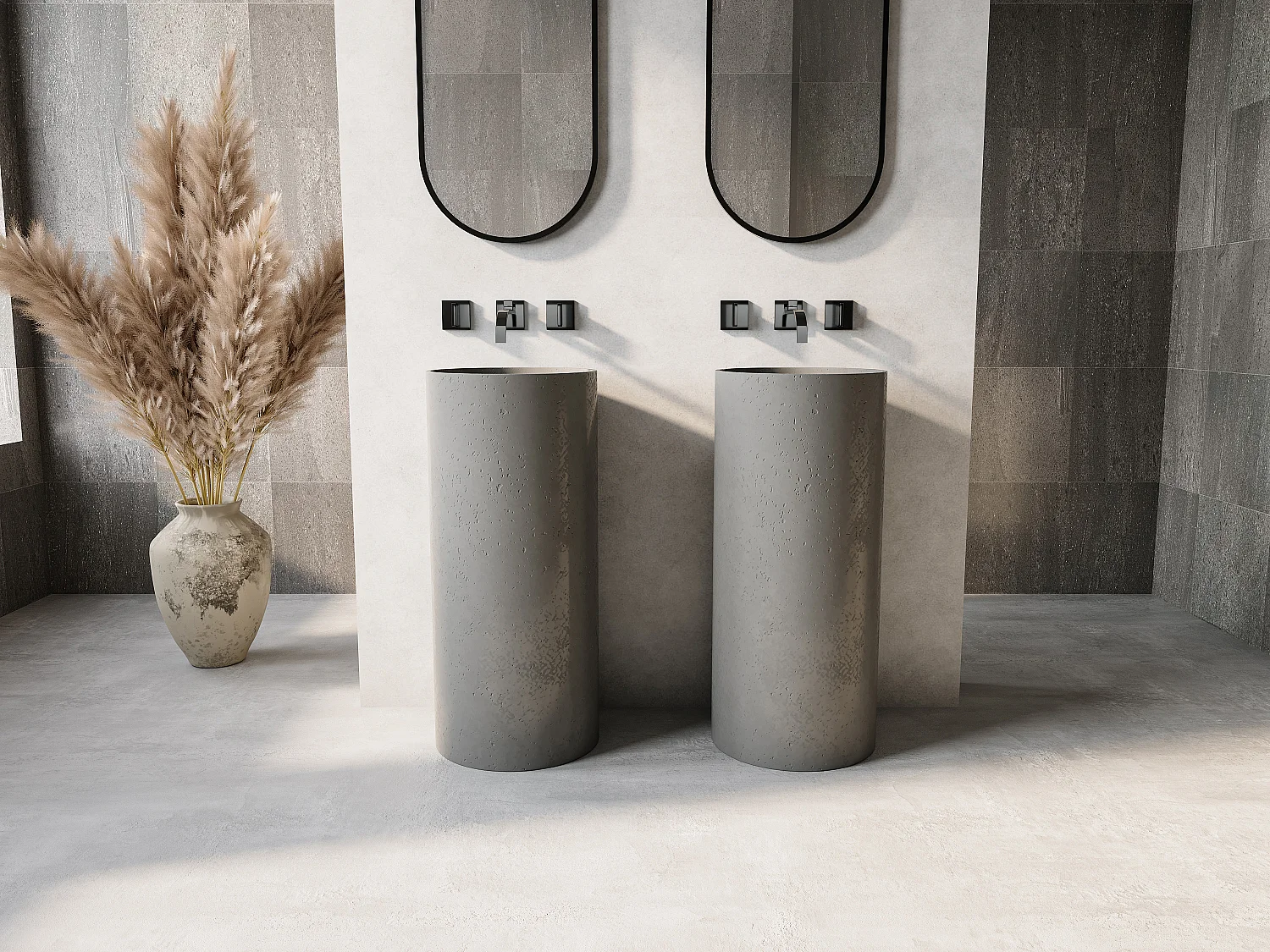 Lavabo a colonna in calcestruzzo tondo D40 x H85 cm - PISONA