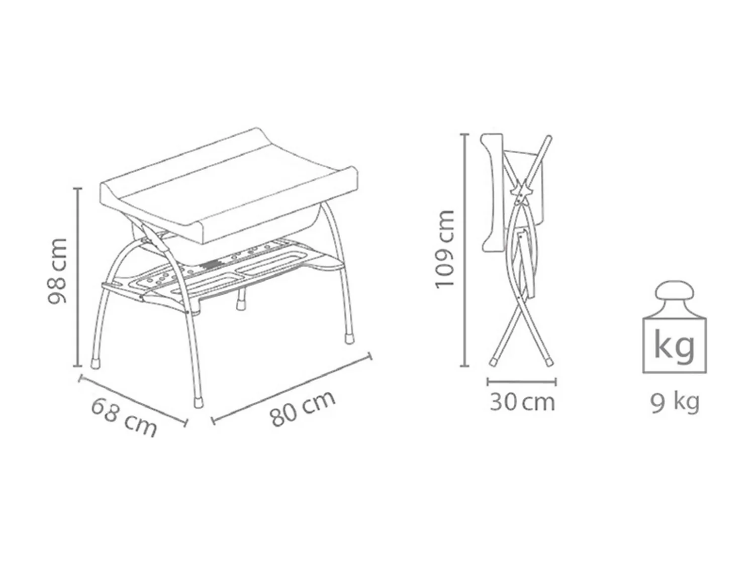 Table à langer pliante avec baignoire NEW RODI Little Sea Blanc