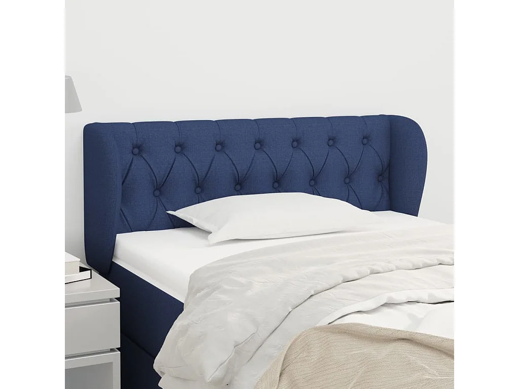 Tête de lit avec oreilles Bleu 93x23x78/88 cm Tissu