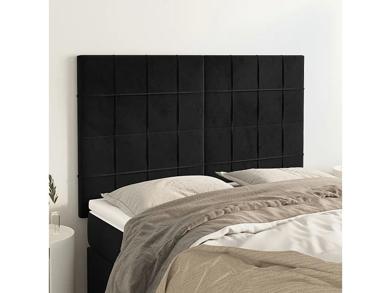 Testiera Nera 144x5x118/128 cm Velluto