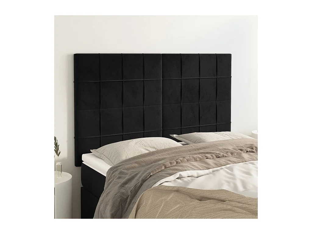 Têtes de lit 4 pcs Noir 72x5x78/88 cm Velours