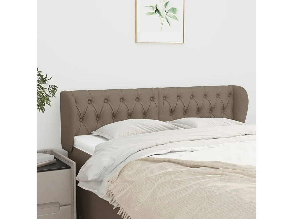Testiera ad Orecchio Tortora 147x23x78/88 cm in Tessuto