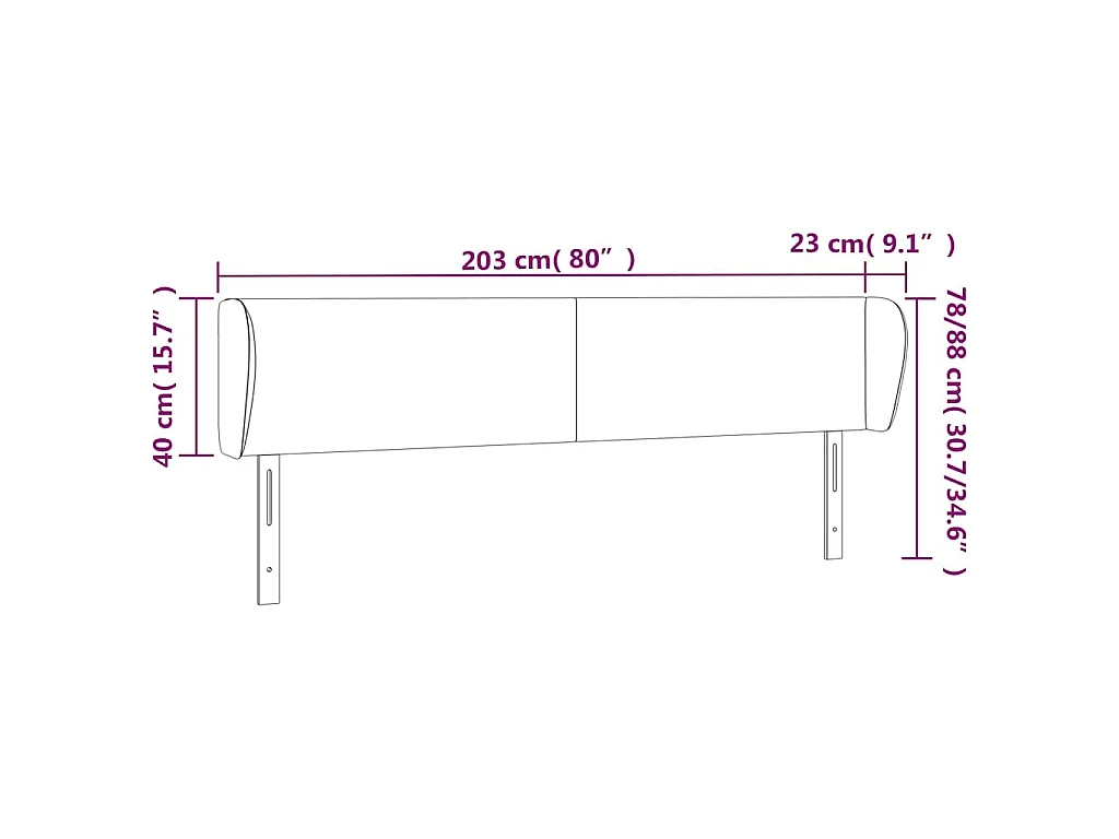 Tête de lit avec oreilles Crème 203x23x78/88 cm Similicuir