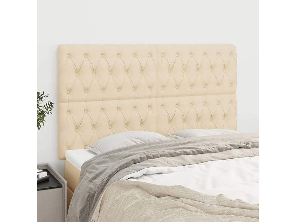 Tête de lit Crème 160x7x118/128 cm Tissu
