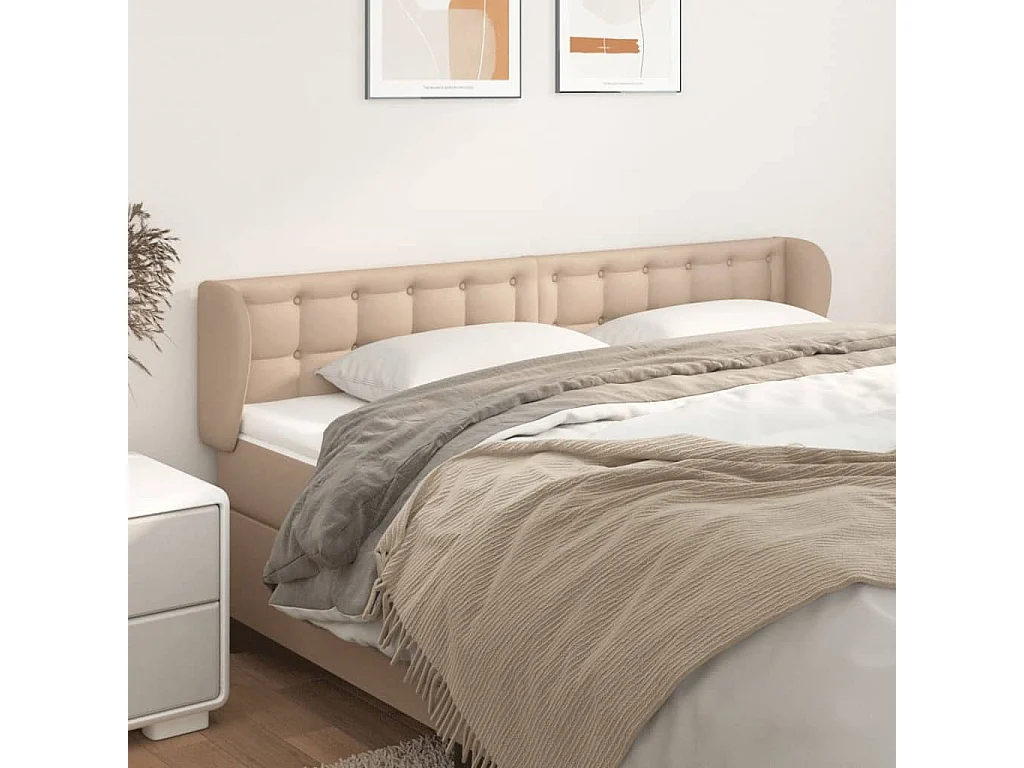 Hoofdbord met randen 203x23x78/88 cm kunstleer cappuccinokleur