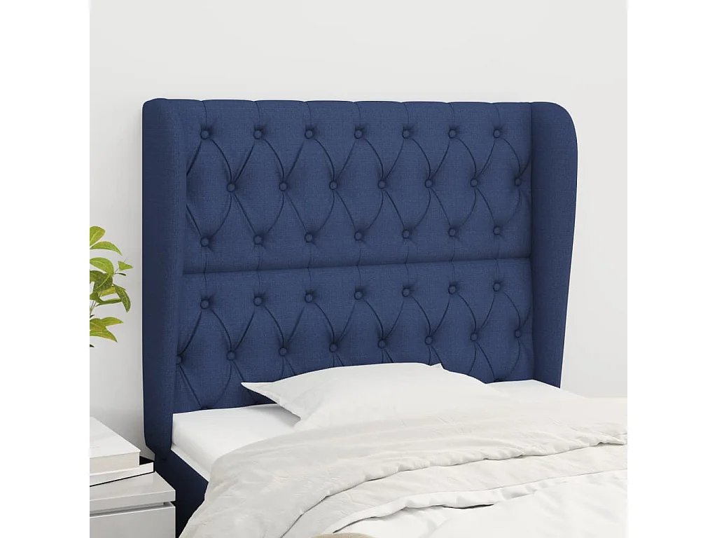 Kopfteil mit Ohren Blau 93x23x118/128 cm Stoff