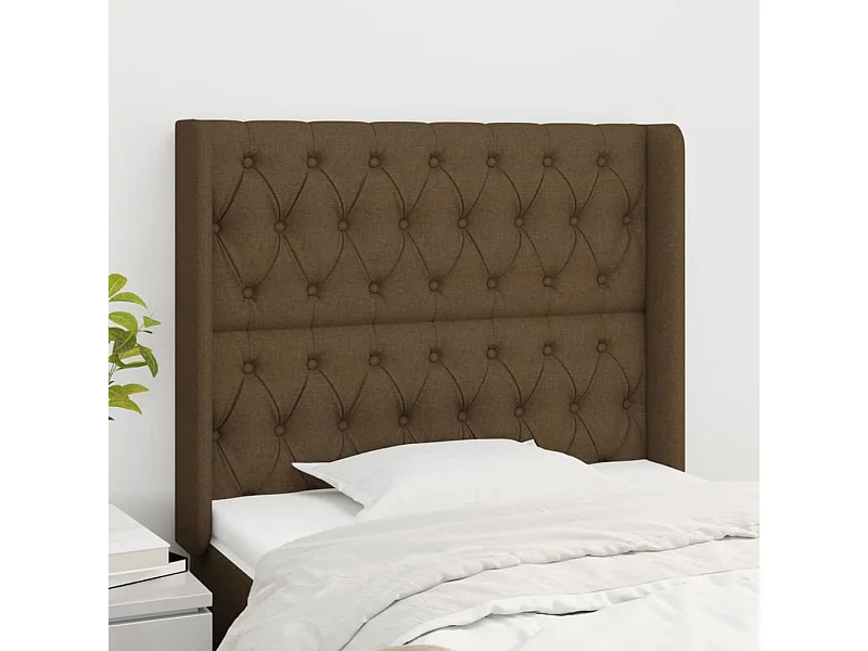 Testiera ad Orecchio Marrone Scuro 103x16x118/128 cm in Tessuto