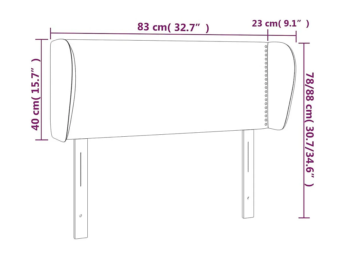Tête de lit avec oreilles Vert foncé 83x23x78/88 cm Velours