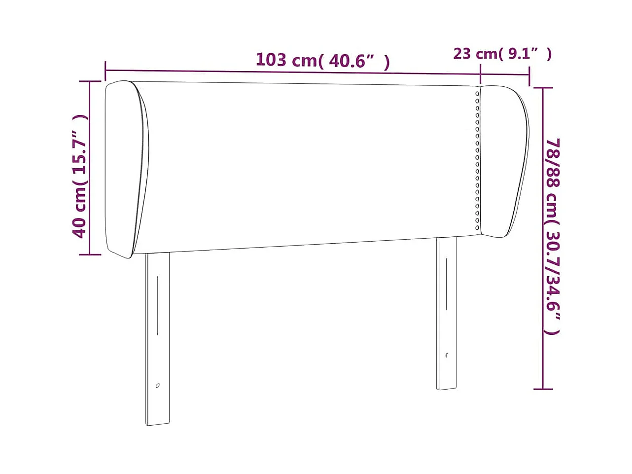 Tête de lit avec oreilles Vert foncé 103x23x78/88 cm Velours