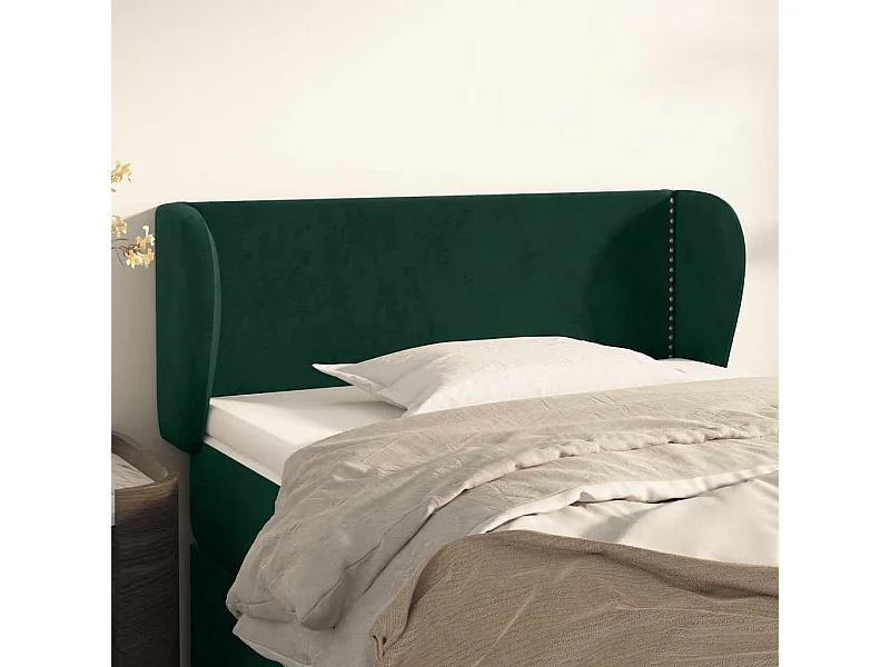 Tête de lit avec oreilles Vert foncé 103x23x78/88 cm Velours