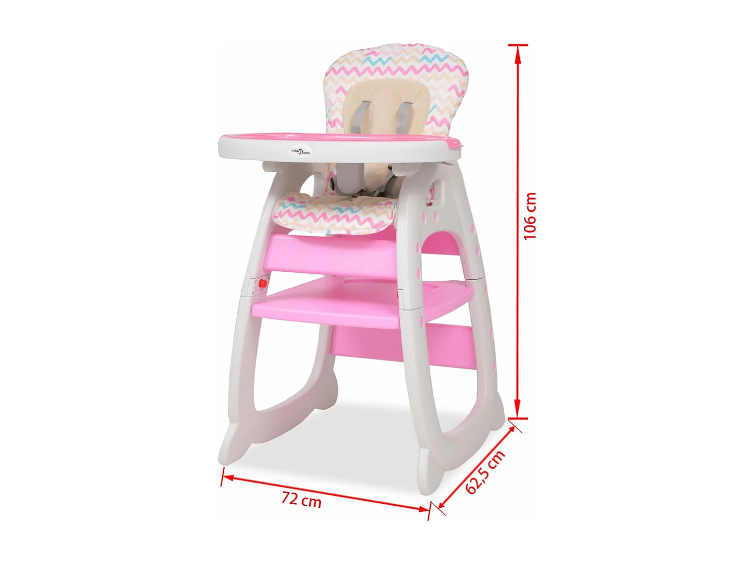 Chaise haute convertible 3-en-1 avec table Rose