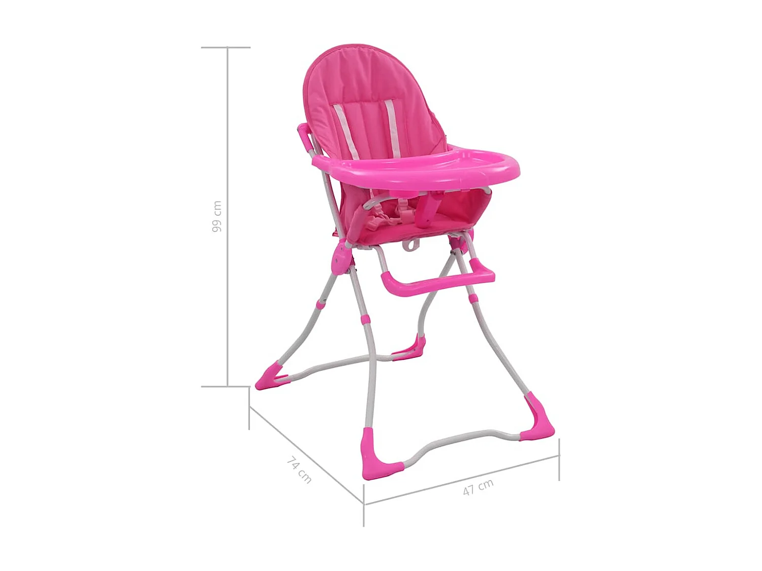 Chaise haute pour bébé Rose et blanc