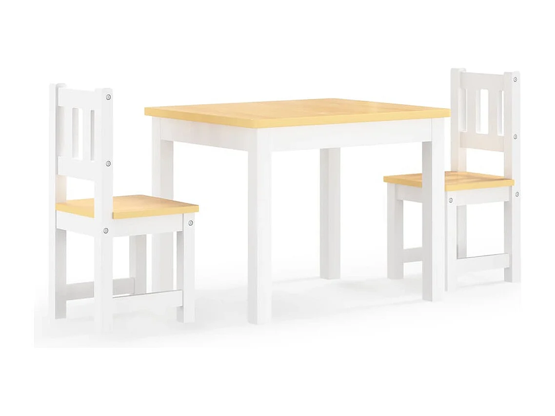 Mesa y silla infantil 3 pzas MDF blanco y beige