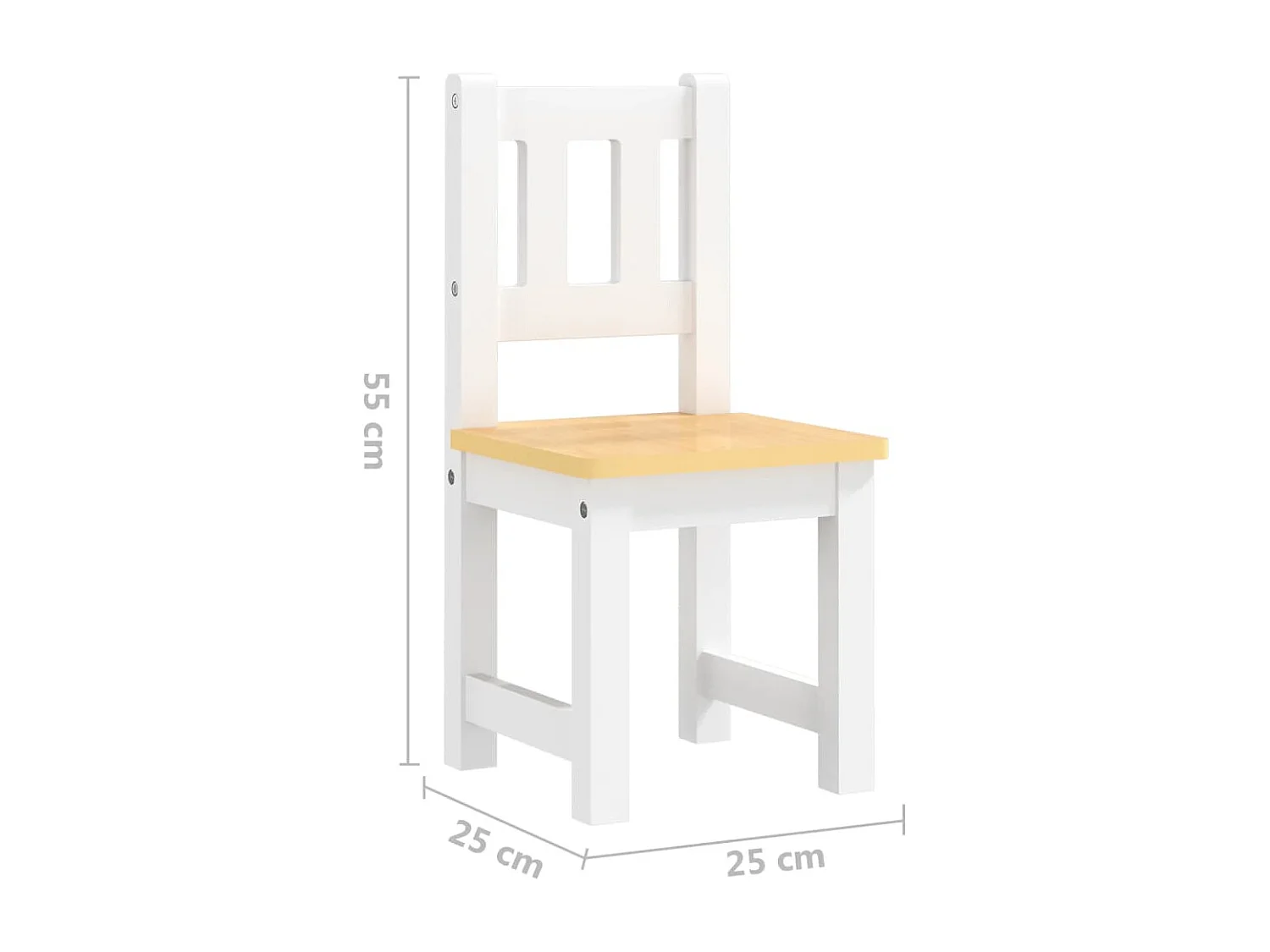 Mesa y silla infantil 3 pzas MDF blanco y beige