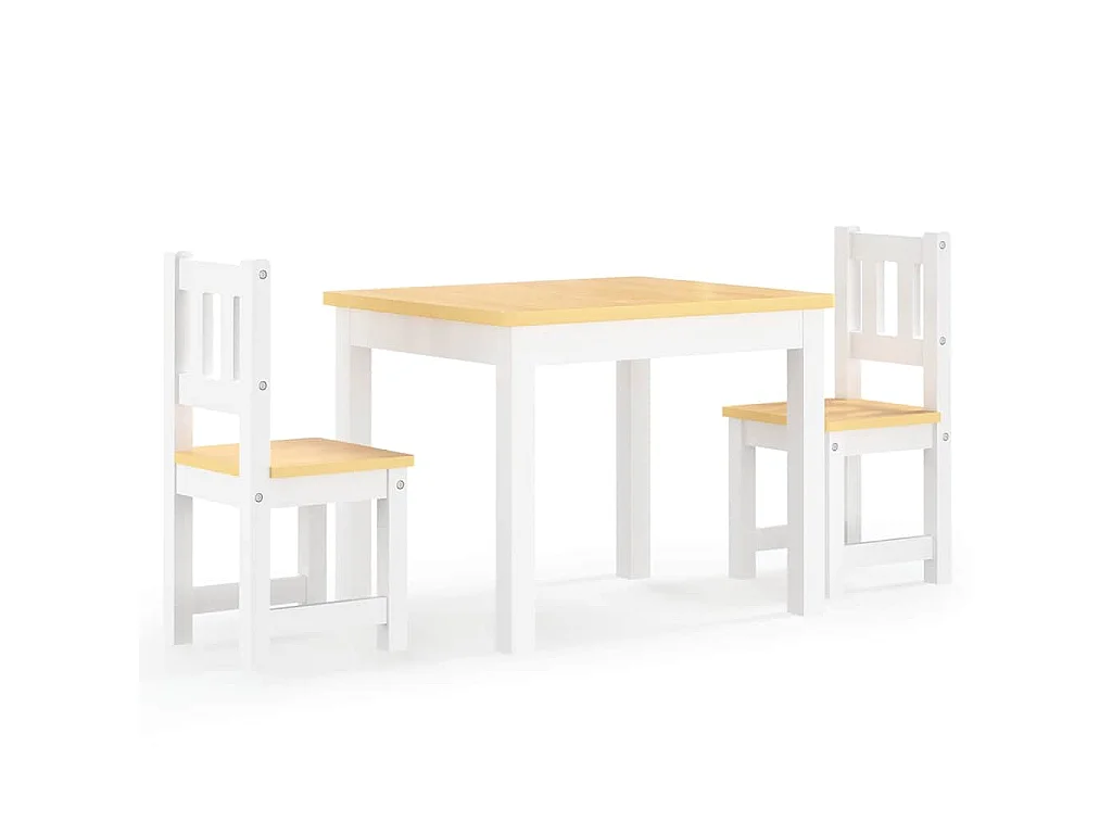 Set Tavolo e Sedie per Bambini 3 Pezzi Bianco e Beige in MDF