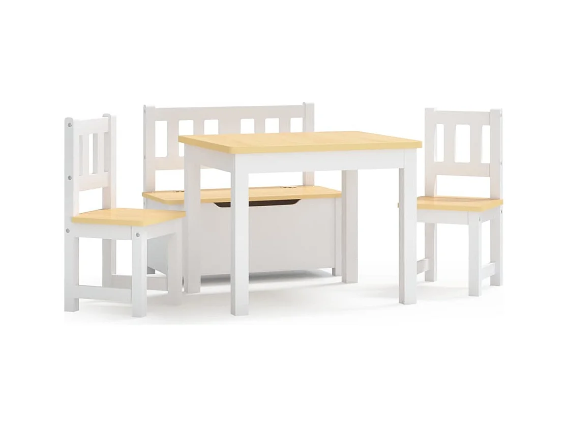 4-tlg. Kinder-Sitzgruppe Weiß und Beige MDF