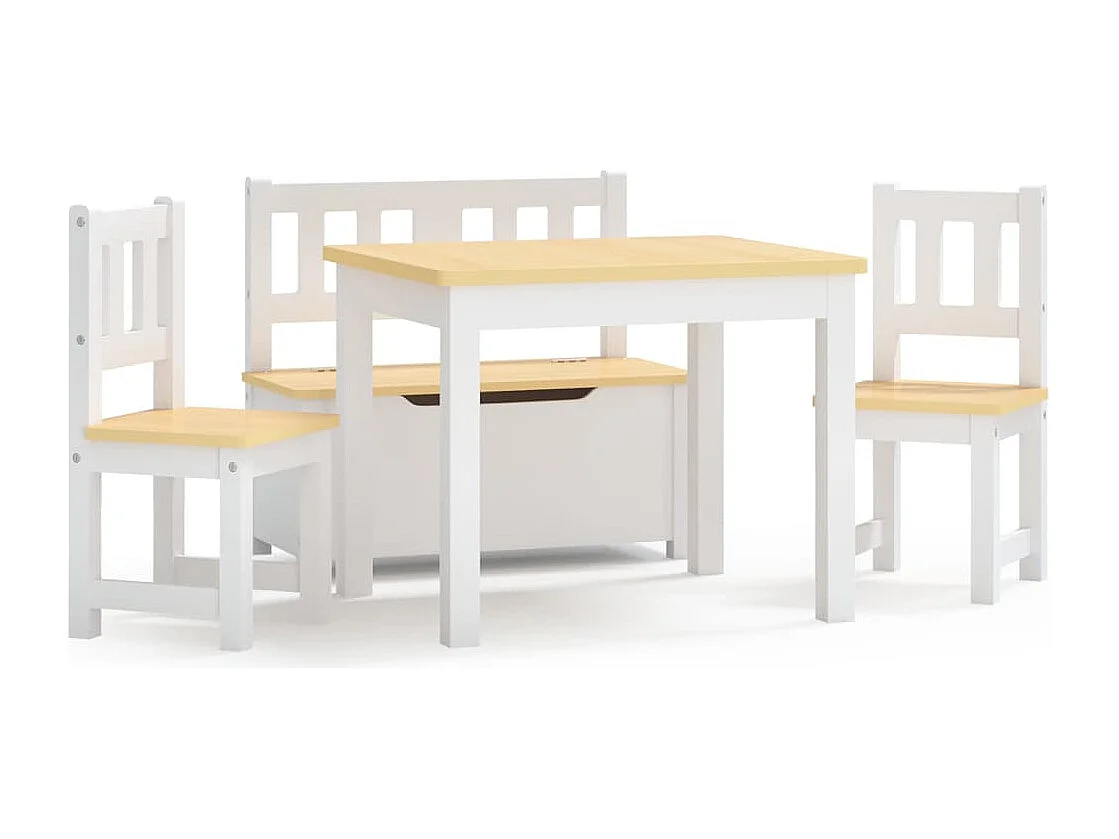 Set Tavolo e Sedie per Bambini 4 Pezzi Bianco e Beige in MDF