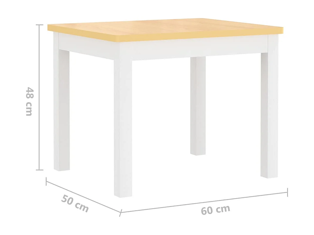 Set Tavolo e Sedie per Bambini 4 Pezzi Bianco e Beige in MDF