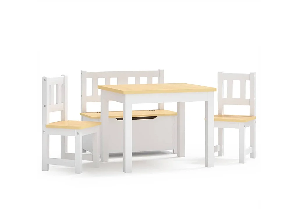 Ensemble de table et chaises enfants 4 pcs Blanc et beige MDF