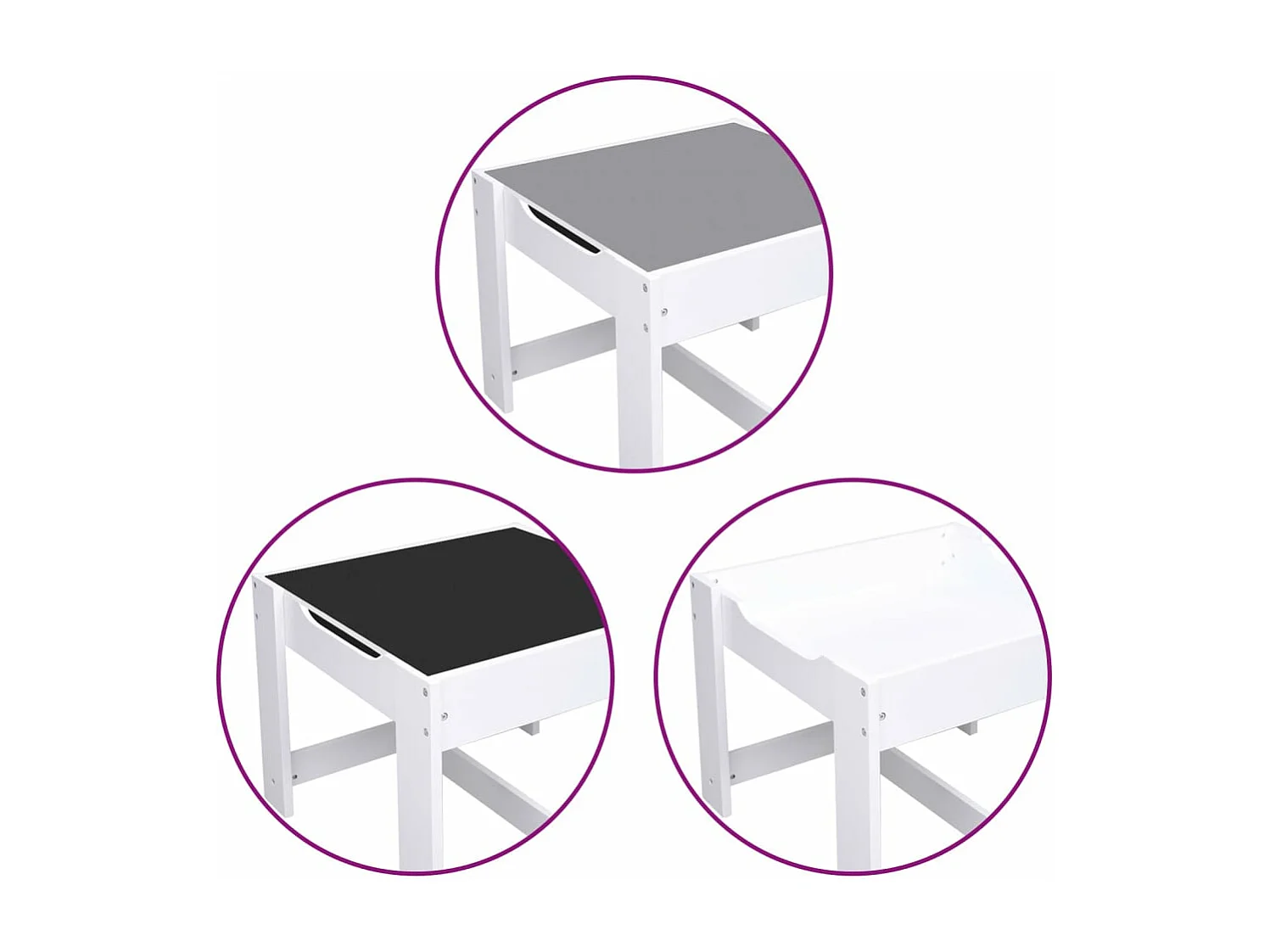 Kindertafel met 2 stoelen MDF wit