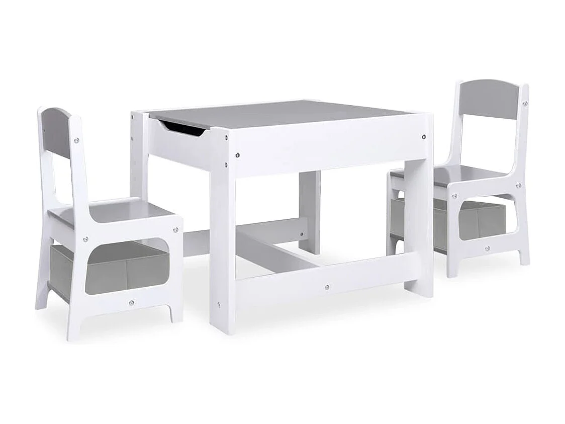 Table pour enfants avec 2 chaises Blanc MDF