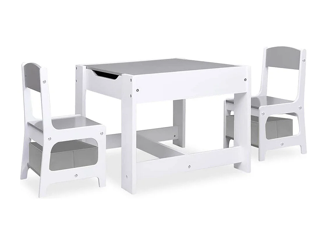Kindertisch mit 2 Stühlen Weiß MDF