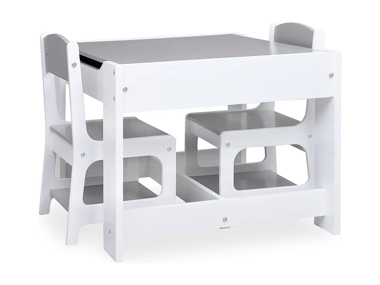Kindertisch mit 2 Stühlen Weiß MDF