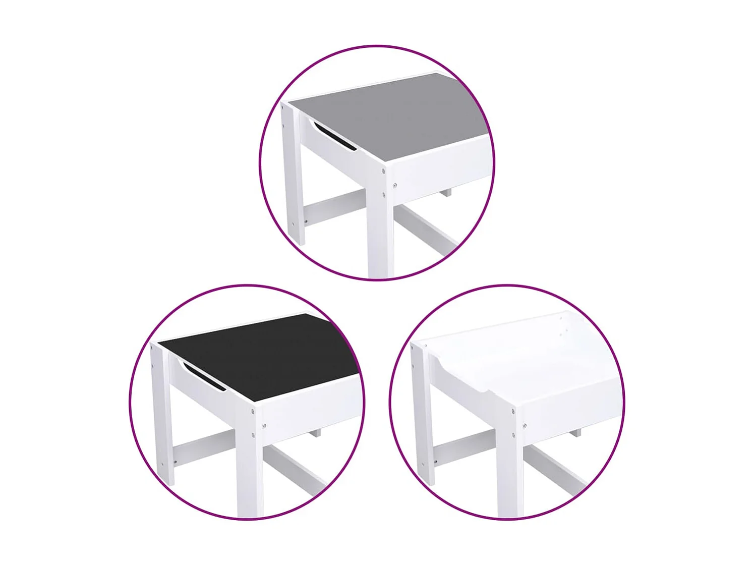 Kindertisch mit 2 Stühlen Weiß MDF