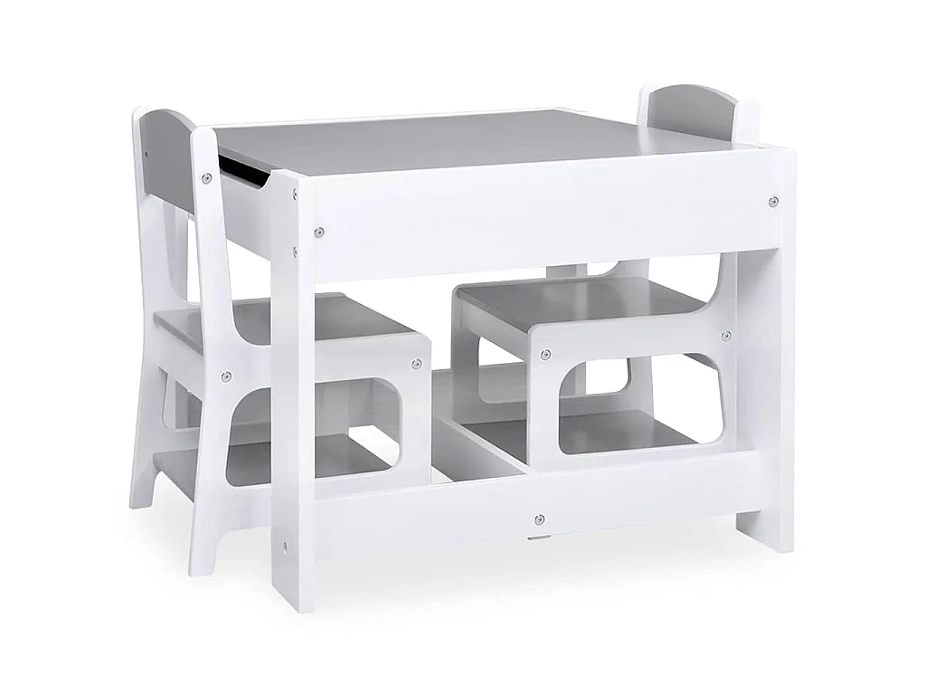 Kindertisch mit 2 Stühlen Weiß MDF