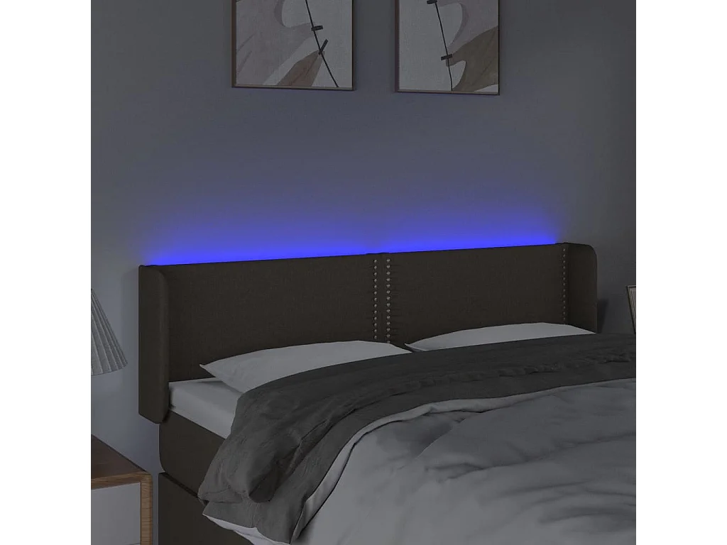 Cabecero con LED de tela gris taupe 147x16x78/88 cm