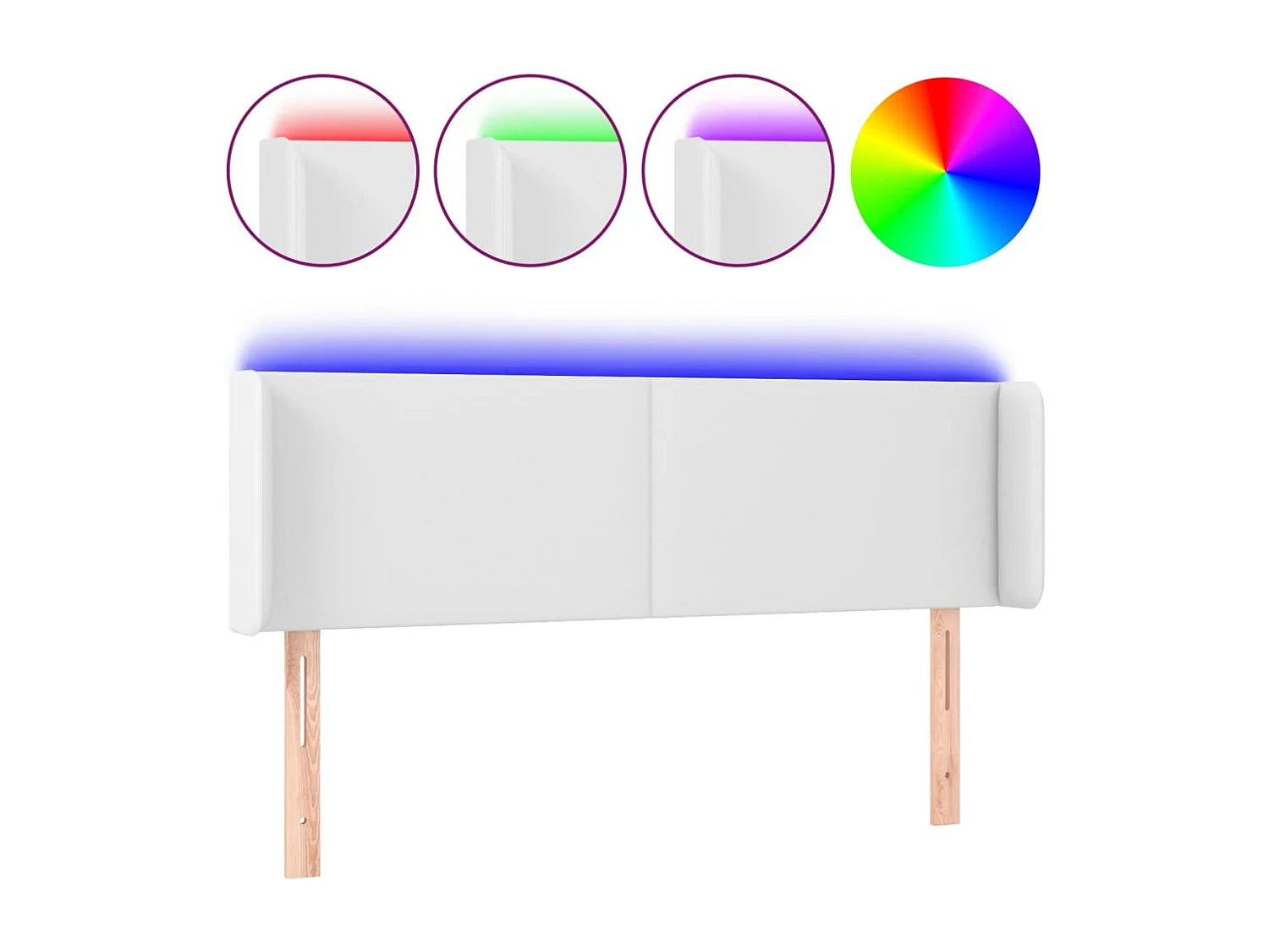 LED Kopfteil Weiß 147x16x78/88 cm Kunstleder