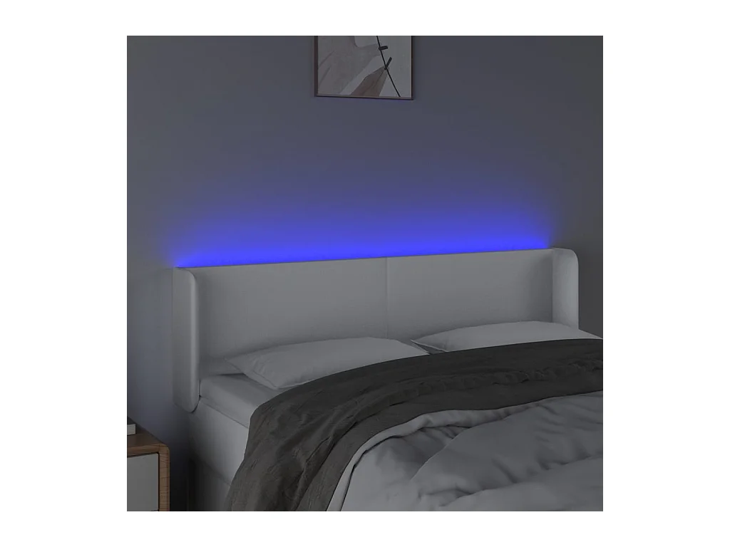 LED Kopfteil Weiß 147x16x78/88 cm Kunstleder