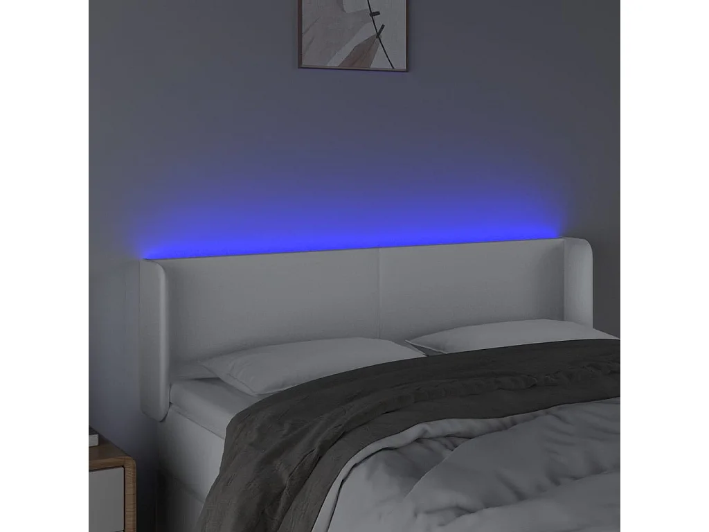 LED Kopfteil Weiß 147x16x78/88 cm Kunstleder