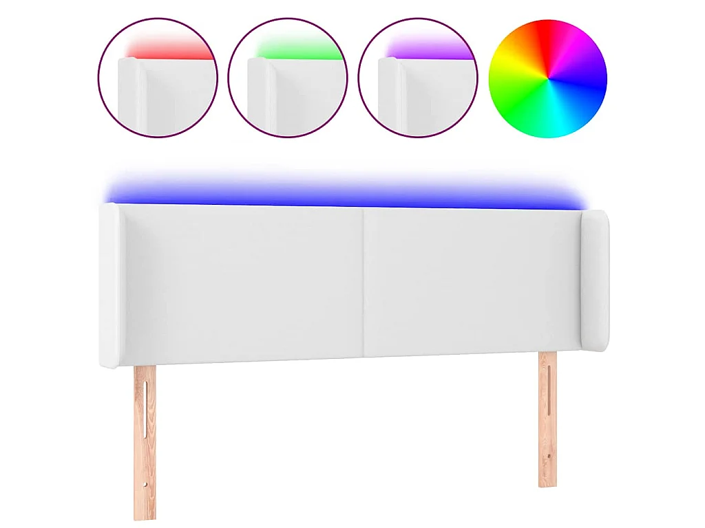 LED Kopfteil Weiß 147x16x78/88 cm Kunstleder