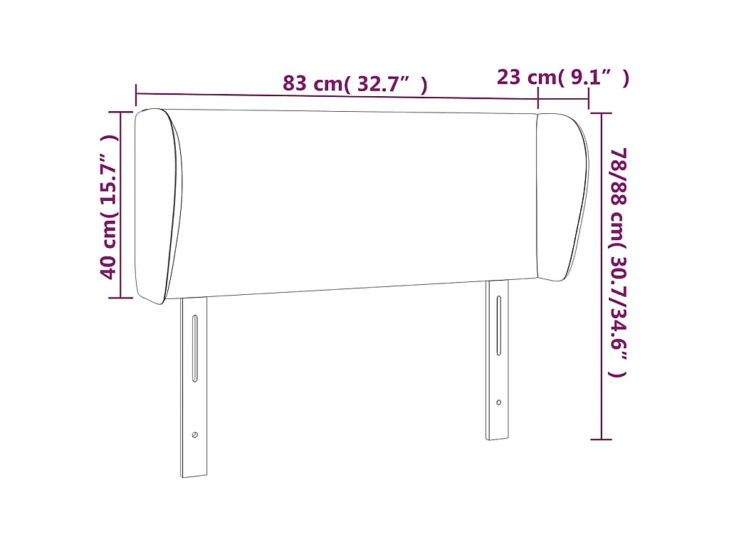 Hoofdbord met randen 83x23x78/88 cm kunstleer zwart