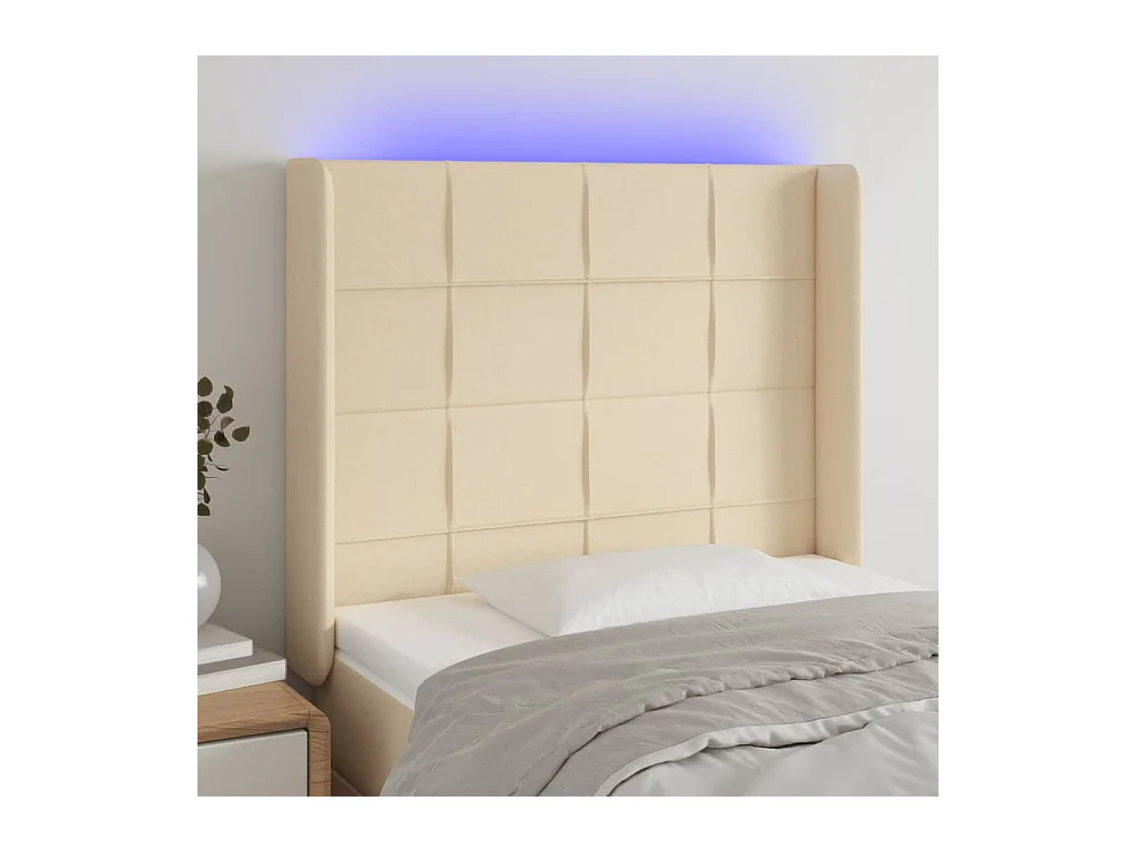 Testiera a LED Crema 103x16x118/128 cm in Tessuto
